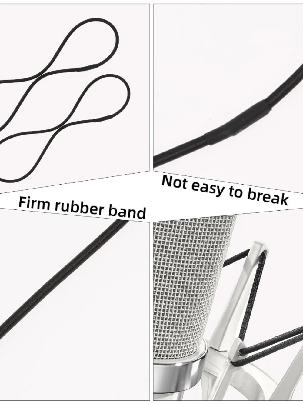 8PCS Microphone Shock Mount Rubber Ring, Black Universal Elastic Bands Replaceme